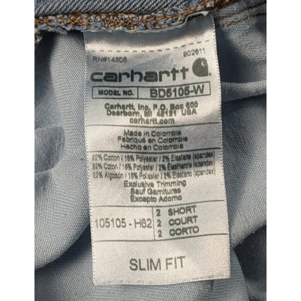 Carhartt Slim Fit Jeans Womens 2 Short Medium Wash Blue Denim Workwear - Picture 11 of 13